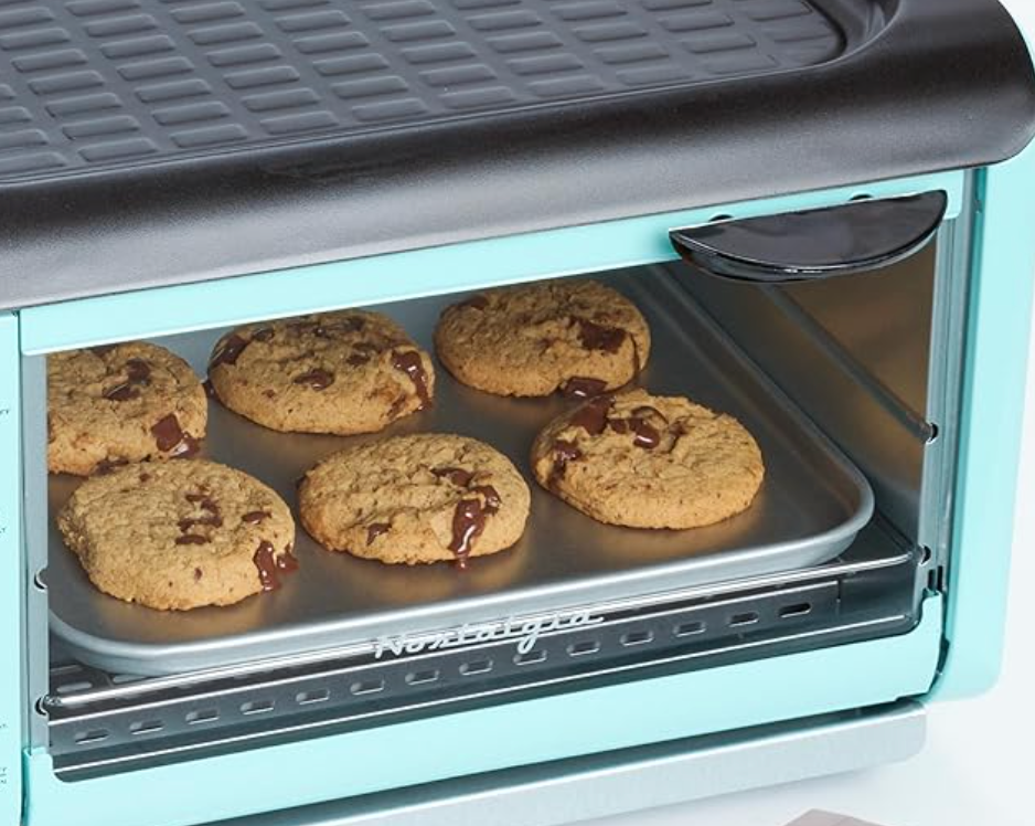 3-in-1 Breakfast Station with Coffee Maker, Non-Stick Griddle, and 4-Slice Toaster Oven – Aqua