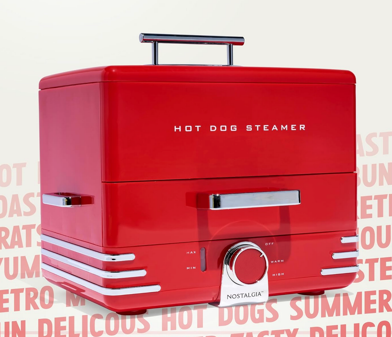 Extra Large Diner-Style Steamer with 20 Hot Dog and 6 Bun Capacity – Ideal for Sausages, Brats, Vegetables, and Fish