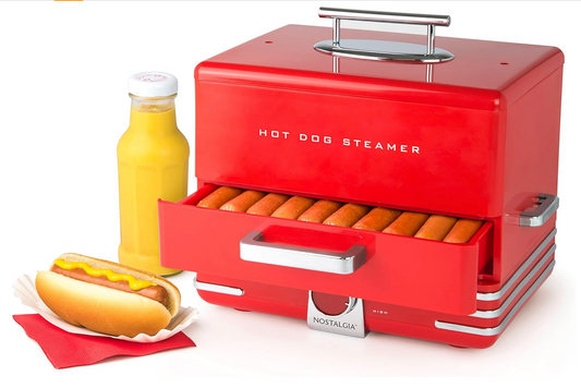 Extra Large Diner-Style Steamer with 20 Hot Dog and 6 Bun Capacity – Ideal for Sausages, Brats, Vegetables, and Fish